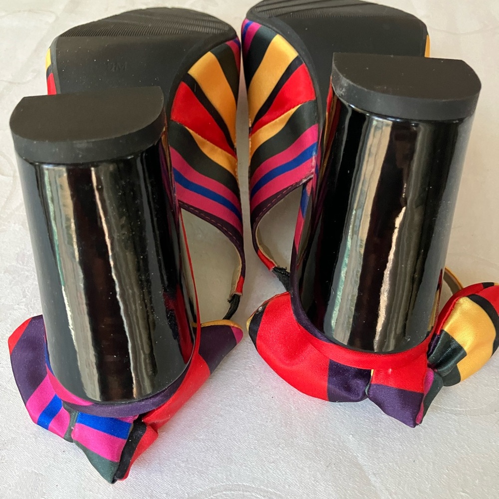 J. RENEE’ “CIPRIANA-JJ’ Size 9M, Silk, multicolored striped Slingback Pumps NWOT - Picture 4 of 14
